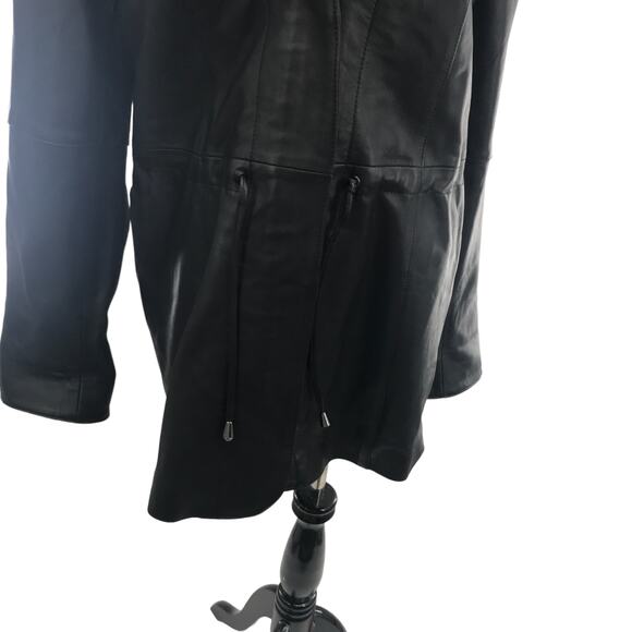 Travelsmith Black Leather Tie Waist Jacket - Picture 5 of 10